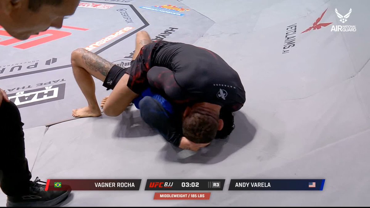 HE GETS THE TAP 😱 Vagner Rocha wins by submission via crescent choke! #UFCBJJ10 is LIVE NOW on YouTube:
