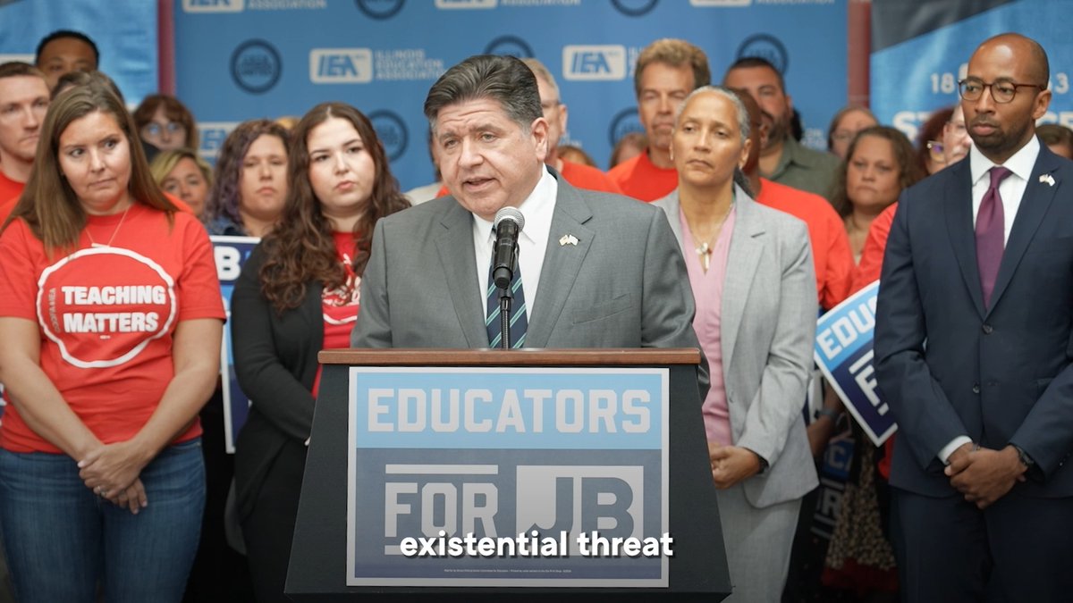 Darren Bailey's school curriculum teaches kids that evolution isn't real. That slave owners were kind to their slaves. That women in the workforce are harmful. Darren Bailey is an existential threat to public education in Illinois.