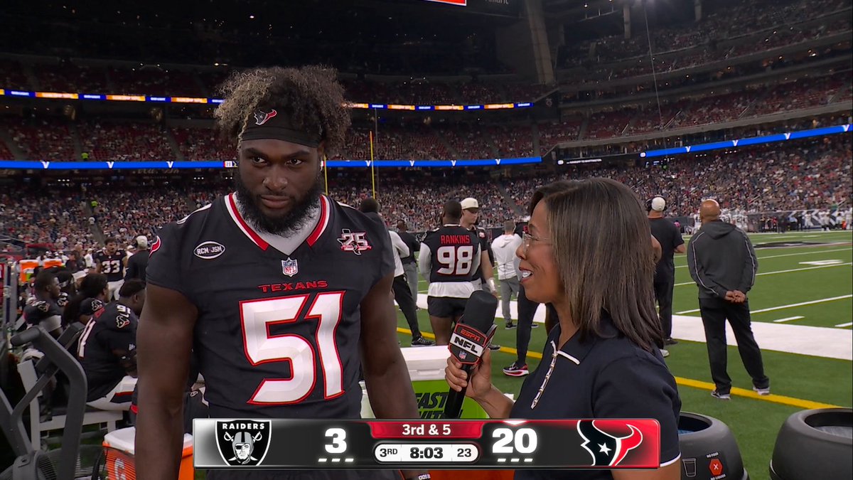 "I've learned so much from Myles. ... He's been like a big brother to me." —Will Anderson Jr. to Lisa Salters on his offseason workouts with Myles Garrett 💪