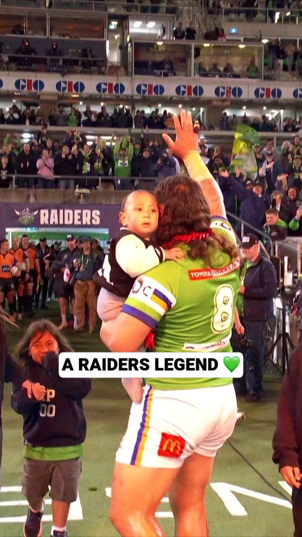 Raiders fans pay tribute to the great Josh Papalii 💚 #NRL