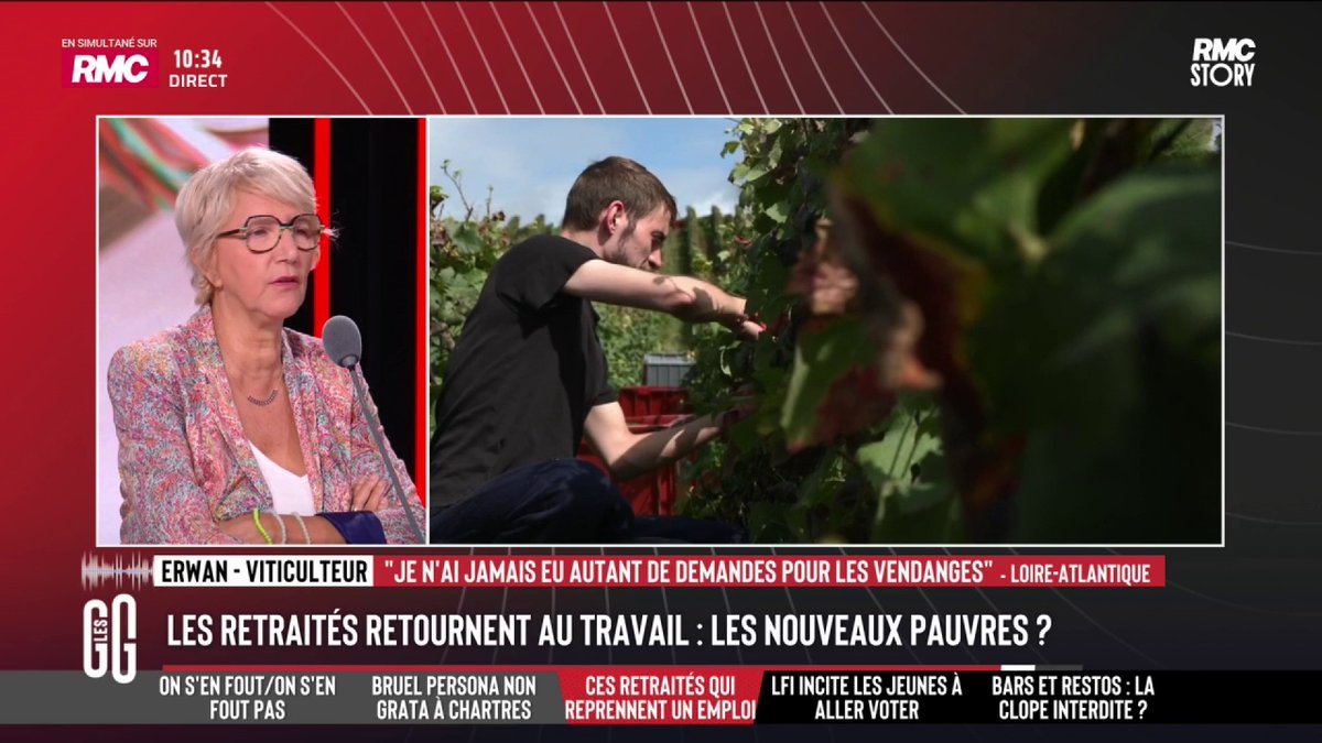 👴 Retraités : les nouveaux pauvres ? 📞 Erwan, viticulteur, au 3216 : "Je n’ai jamais eu autant de CV de retraités pour faire les vendanges. Ça fait 16 ans que je suis viticulteur, et c’est le cas depuis 2 ans." #GGRMC