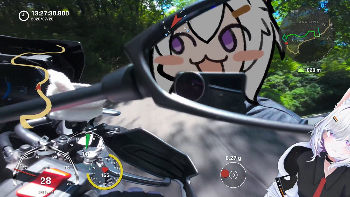 おっとミラーに自分の素顔が…🫣 #モトいの