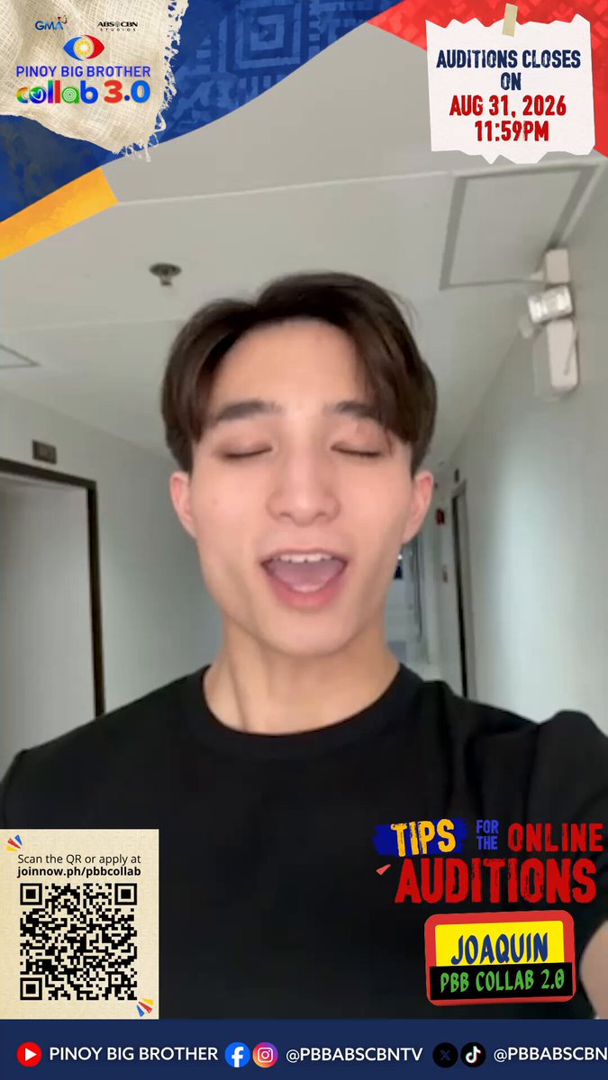 'IKUWENTO MO KUNG PAANO KANG MAKISAMA' Audition tip from our PBB Collab 2.0 Kapuso Third Big Placer, Joaquin Arce! Ready ka na bang maging Housemate? SUBMIT YOUR ENTRY: 🔗 or SCAN the QR Code 🗓️ Auditions will close on August 31, 11:59PM #PBBCollab3 #PBBCollab3Auditions #ABSCBN