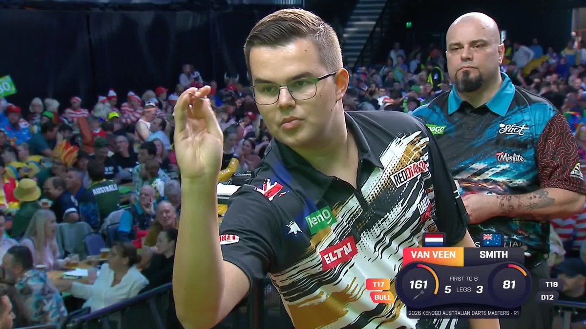 VAN VEEN WINS WITH A 161 🔥 Gian van Veen takes out a stunning 161 checkout to defeat Raymond Smith 6-3 and reach the quarter-finals! #AusDarts | R1 📺
