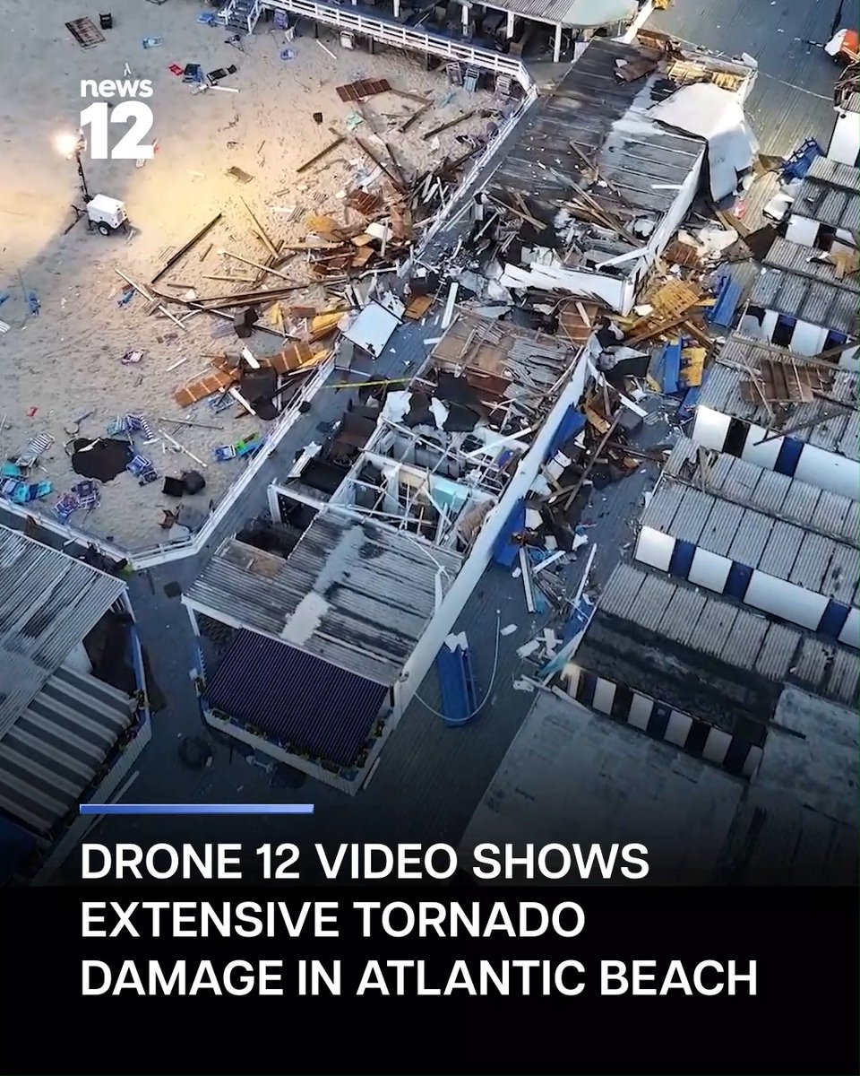 Exclusive Drone 12 footage shows the extensive damage following the tornado that ripped through #AtlanticBeach and area beach clubs. -