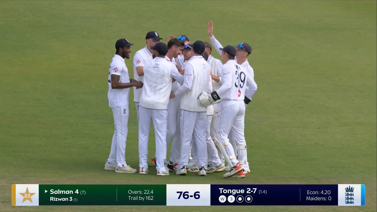 AND ANOTHER! A third wicket of the innings for Josh Tongue! 💥