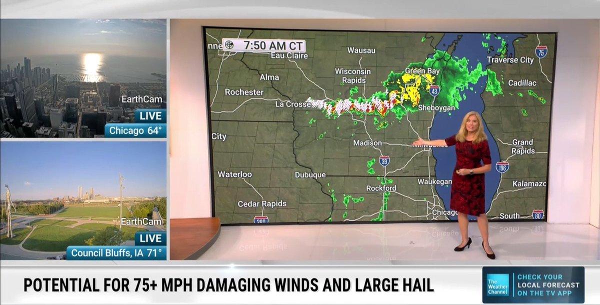 Strong storms are possible across parts of the Midwest through tonight. Winds could reach 80 mph in Nebraska and Kansas, where large hail is also possible.