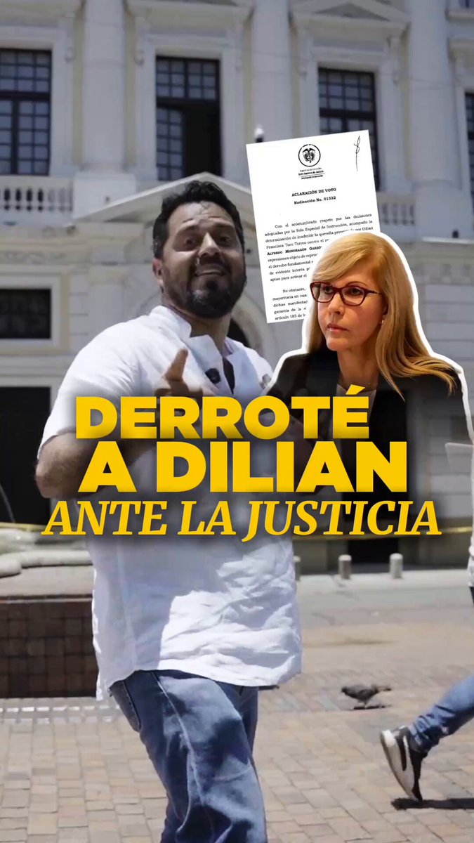 DERROTÉ UNA VEZ MÁS A DILIAN FRANCISCA ANTE LA JUSTICIA No concilié. No me callé. No me voy a callar La gobernadora Dilian Francisca quiso callarme con una denuncia penal. Viajó con un batallón de abogados desde el Valle hasta Bogotá para decir que yo la calumniaba; ¡y la justicia no le dio la razón! Ni mandándome sus poderosos abogados van a silenciar mis denuncias sobre el manejo de los recursos públicos del Valle Al Valle y a Cali los vamos a liberar del clan mafioso del dilianismo Comparte este video porque el dilianismo lo va a mandar a borrar