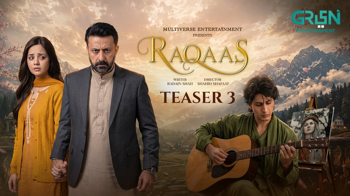 A Love That Leaves A Scar...A Betrayal Born From Compulsion....A Truth Waiting To Unravel... A Story Where Every Choice Carries A Consequence, Every Silence Conceals A Truth, And Every Wound Runs Deeper Than It Seems....And This Is Only The Beginning! Presenting the Teaser 03 of Drama Serial "Raqaas" Coming Soon Only On Green Entertainment Directed by: Shahid Shafaat Written by: Radain Shah Presented by: Multiverse Entertainment #GreenTV #Raqaas #DanyalZafar #KomalMeer #ComingSoon