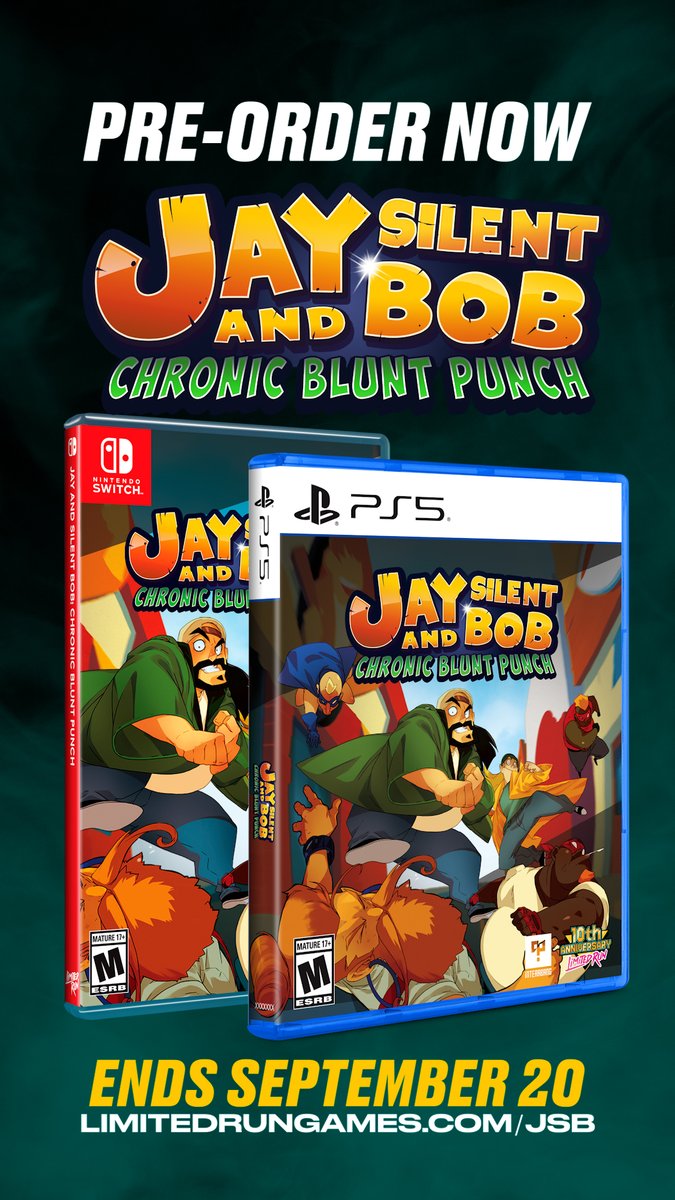 BOOYAH! 💨 JAY &amp; SILENT BOB: CHRONIC BLUNT PUNCH is coming to Limited Run Games! Pre-orders are open now through September 20. Get your copy before it's too late.