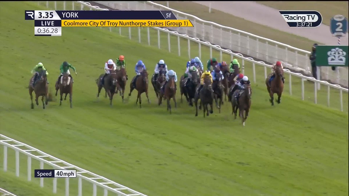 Wow! Bacio leads from pillar to post in the Group 1 Coolmore City Of Troy Nunthorpe Stakes under Juan Hernandez for Wesley Ward 🇺🇸 York Racecourse