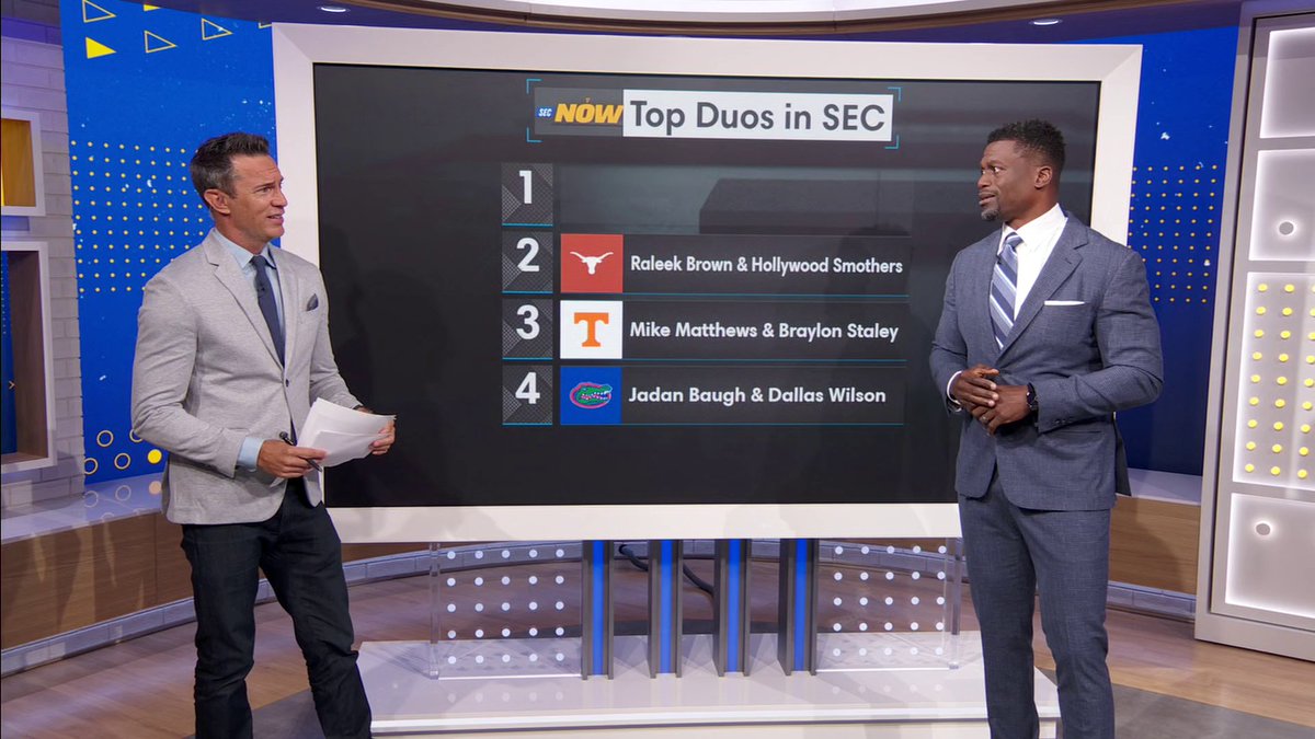 1) Ahmad Hardy &amp; Jamal Roberts 2) Raleek Brown &amp; Hollywood Smothers 3) Mike Matthews &amp; Braylon Staley 4) Jadan Baugh &amp; Dallas Wilson Benjamin Watson ranks his top SEC duos 📋