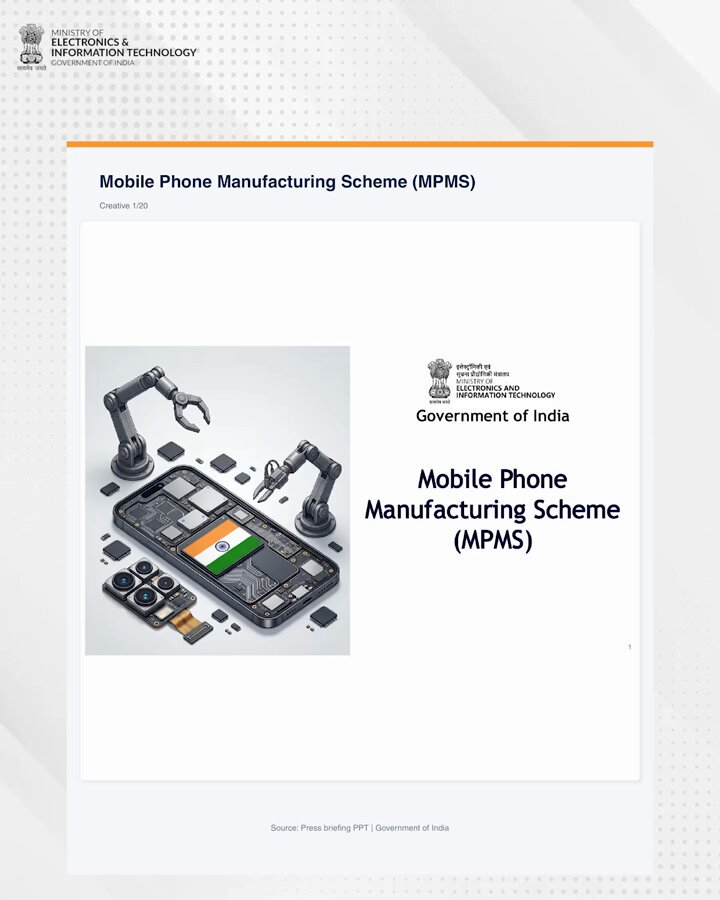 India takes another major step towards becoming a global mobile manufacturing powerhouse. The GoI has launched the Mobile Phone Manufacturing Scheme (MPMS) to strengthen domestic manufacturing, deepen value addition, support Indian mobile brands &amp; build electronics ecosystem.