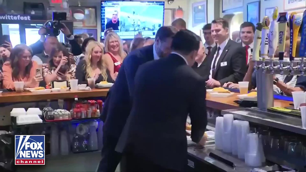 NOW: Vice President JD Vance serves customers at a Cincinnati bar after delivering a campaign speech in battleground Ohio.