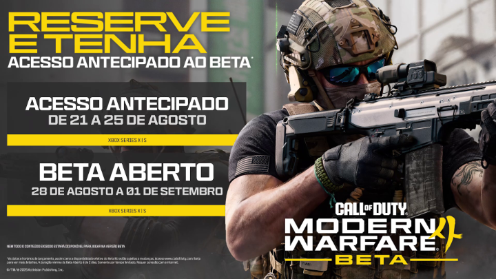 Armado e pronto para ação. O acesso antecipado do Beta de Call of Duty Modern: Warfare 4 está no ar. Pré-encomende para jogar agora: