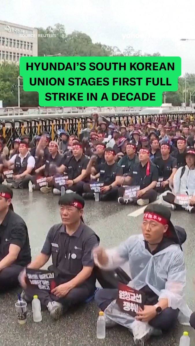 Hyundai's South Korean union staged its first full strike in a decade after wage talks stalled. About 40,000 Hyundai Motor union members were expected to join the walkout on Friday, according to Reuters. The union is seeking a pay increase, a higher retirement age, and protection against AI automation.