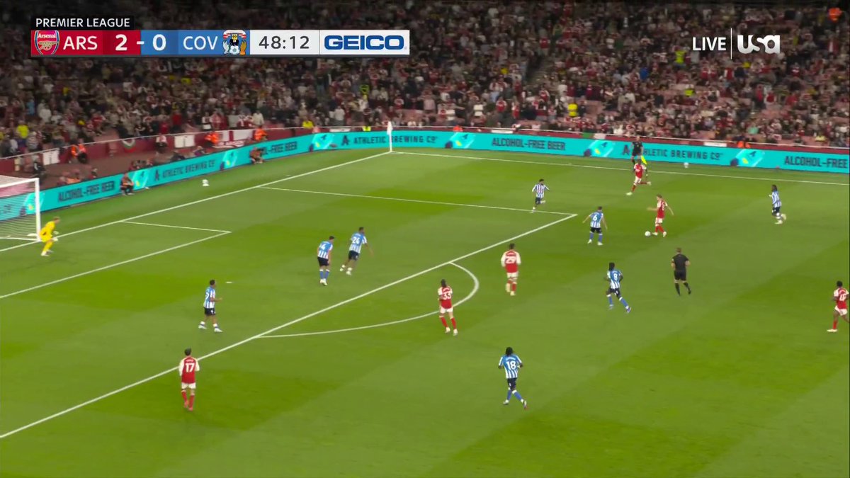Martin Ødegaard wastes no time in the second half 🫣 Arsenal showing their dominance in the first match 👏 🔴 Arsenal: 3 🔵 Coventry City: 0 ⏱️ 49’
