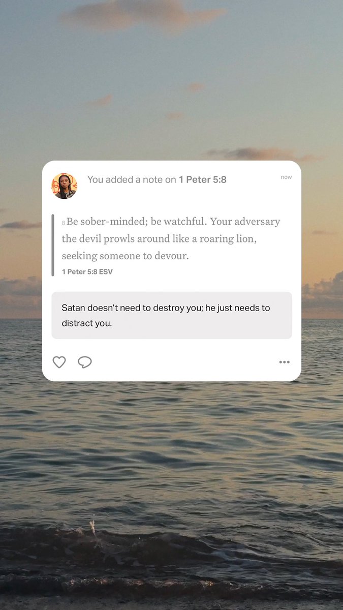 How often do your distractions lead you away from God? When you take your eyes off something, you can lose your focus. Imagine walking on a balance beam. If you take your eyes off your goal even for a moment, you can stumble right off. So today, sit with God, and ask Him to keep your focus on what He has for. “𝘚𝘦𝘦𝘬 𝘵𝘩𝘦 𝘓𝘰𝘳𝘥 𝘢𝘯𝘥 𝘩𝘪𝘴 𝘴𝘵𝘳𝘦𝘯𝘨𝘵𝘩; 𝘴𝘦𝘦𝘬 𝘩𝘪𝘴 𝘱𝘳𝘦𝘴𝘦𝘯𝘤𝘦 𝘤𝘰𝘯𝘵𝘪𝘯𝘶𝘢𝘭𝘭𝘺!” — 1 Chronicles 16:11 ESV Who can you encourage with this today? Share it with them!