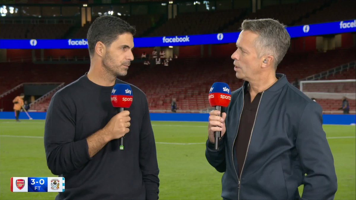 “How are you going to keep everyone happy? Winning.” 🔥 Mikel Arteta reveals his secret for keeping his full squad content after Arsenal’s 3-0 win against Coventry 👀