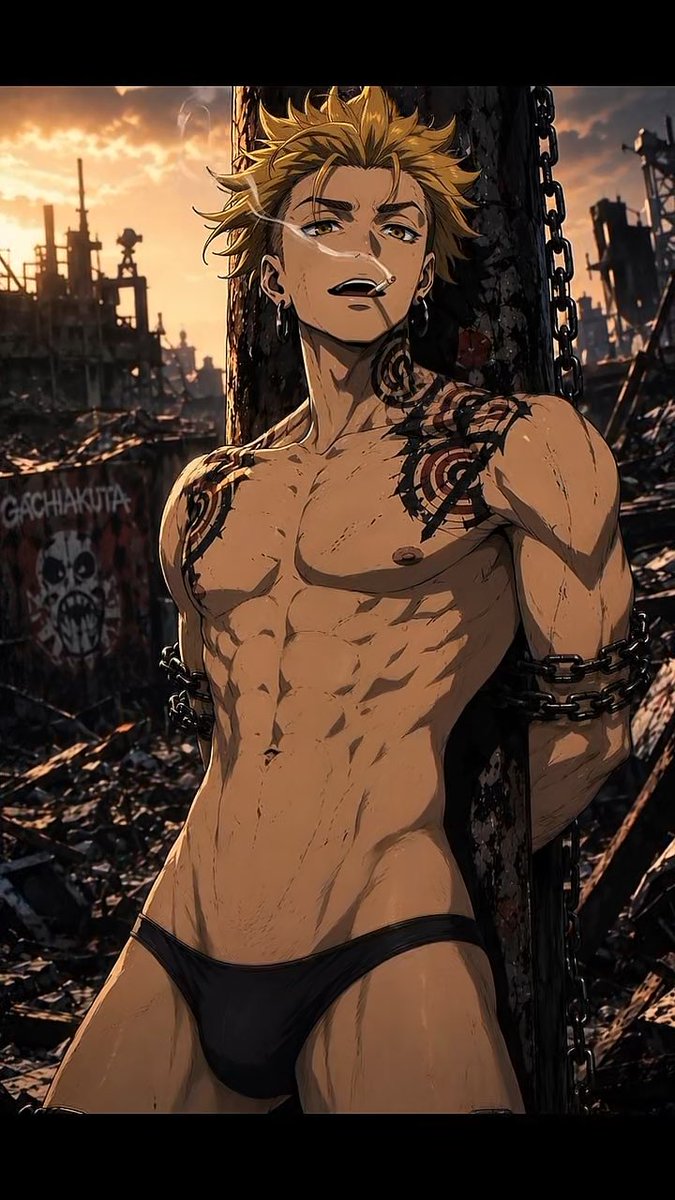 Started Gachiakuta and I’m OBSSESED with Enjin… 🥵🤤 yeah, I have a weak spot for tattooed blondies 👀 #Gachiakuta #ガチアクタ #Enjin #エンジン #Tentacles #拘束 #鎖