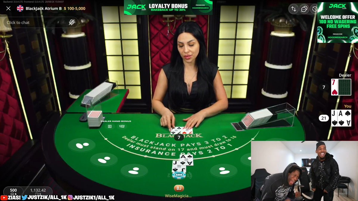 THE CRAZIEST BLACKJACK I’VE EVER SEEN… ZIAS DGAF &amp; Lou Wop is DOUBLE THE BET TO $500 AND HIT 21 🤯🔥
