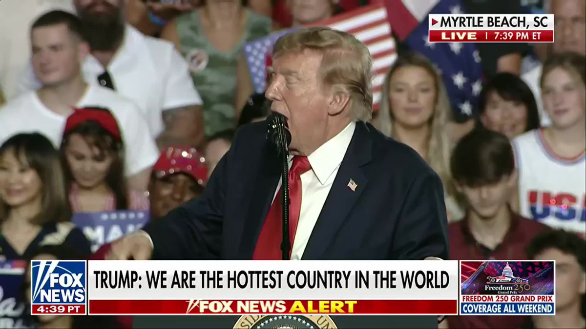 NOW: President Trump draws a line against socialism in America as chants of “USA!” break out in the crowd. “Our country will never be a socialist country.” Then he delivers the punchline: “And I was 100% right. It’s gone communist.”
