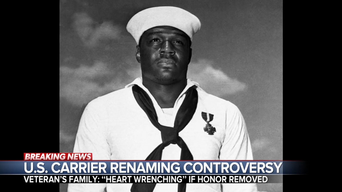 Sources tell ABC News the Pentagon may strip an honor given to WWII hero Doris Miller – the first African American in history chosen to have a US aircraft carrier named after him – in order to rename the ship after Pres. Trump. Martha Raddatz has more.