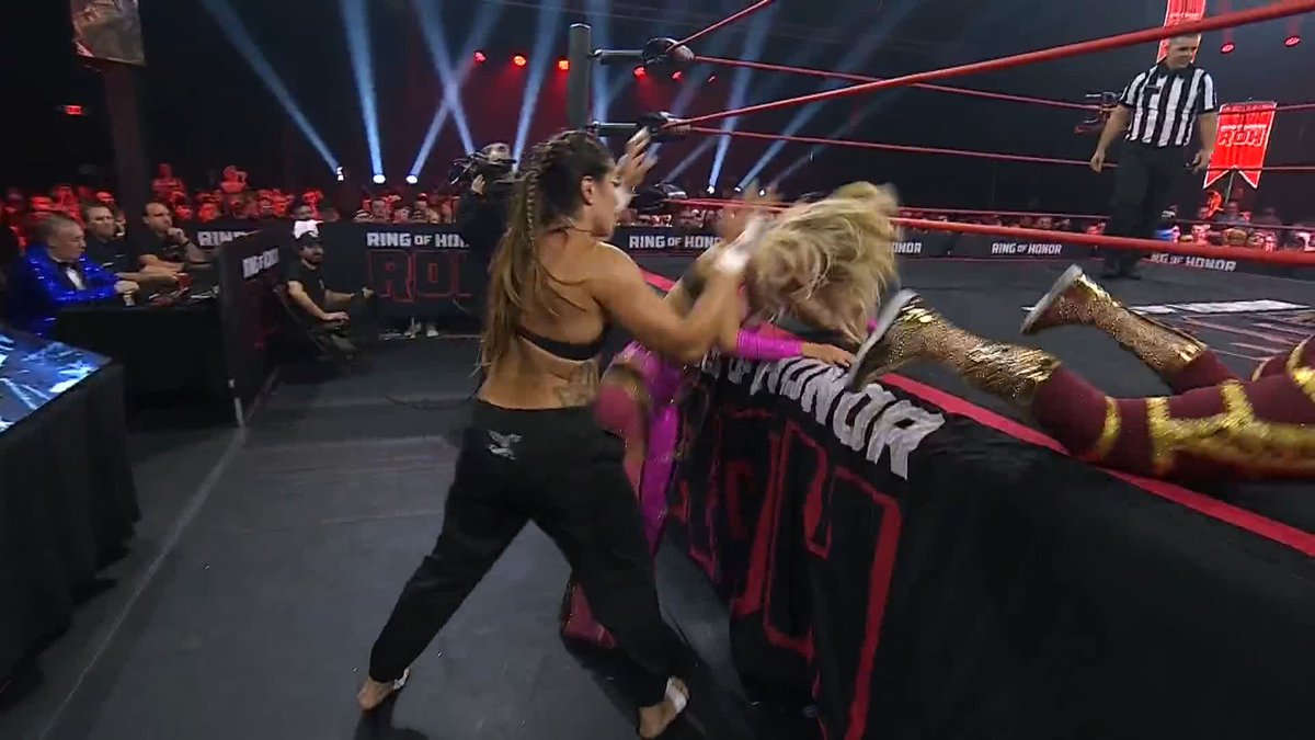 Marina Shafir shoved Zayda Steel so bad... JON MOXLEY FELL FROM HIS CHAIR ON COMMENTARY. LMFAOOOOO.