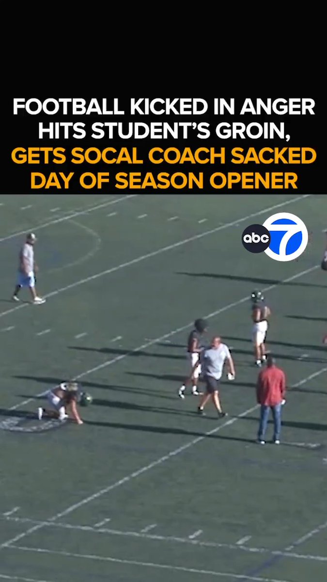 The head coach of Royal High School's football team is fired after angrily booting a football, hitting a player in the groin. The kick going viral, getting the coach sacked on the day of their season opener. Now, the coach is talking to Eyewitness News. Tonight at 11 from ABC7.