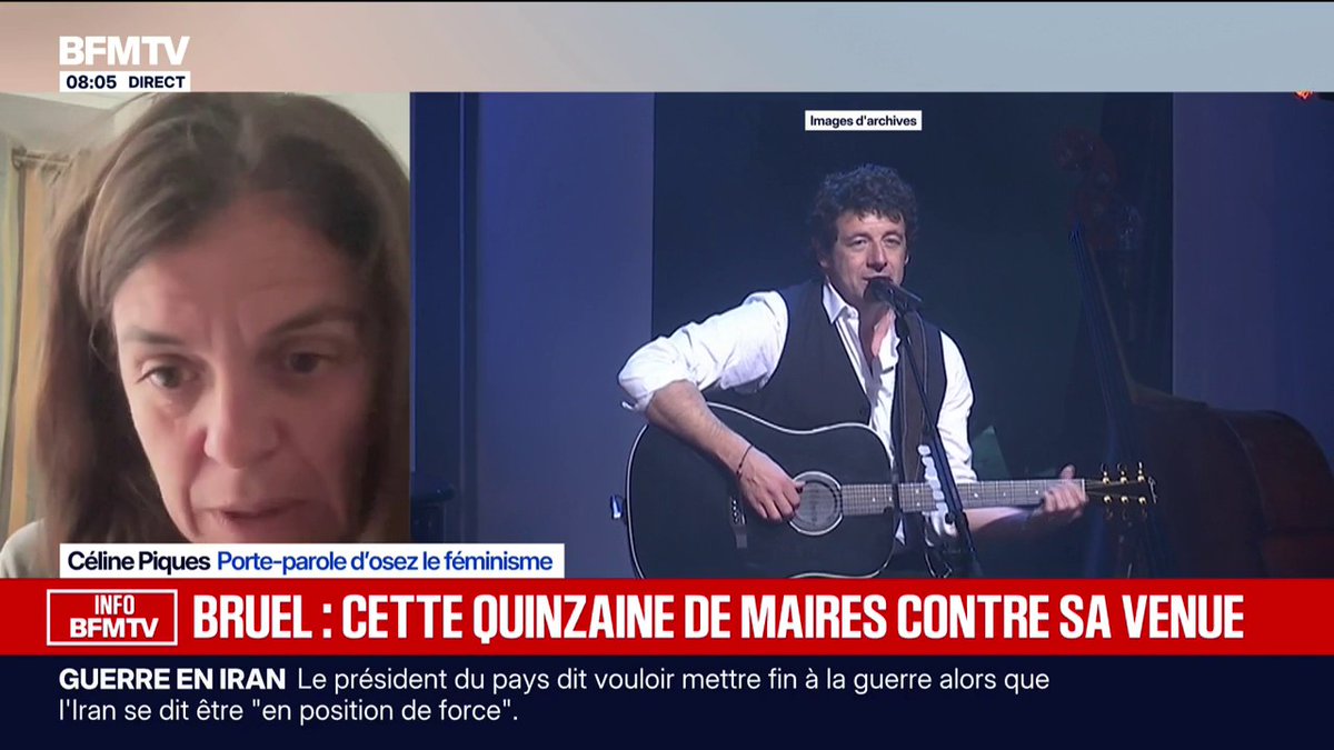 Affaire Patrick Bruel: "C'est une très bonne nouvelle", déclare la porte-parole d'osez le féminisme après l'opposition d'une quinzaine de maires d'accueillir le chanteur dans leur ville