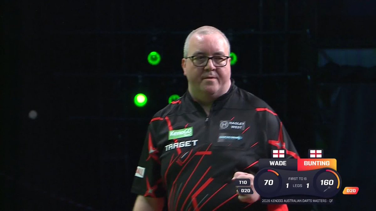 BRILLIANT BUNTING! Moment of magic from The Bullet! Stephen Bunting raises the roof in Wollongong with a majestic 160 checkout to regain the lead against James Wade! #AusDarts | QF 📺