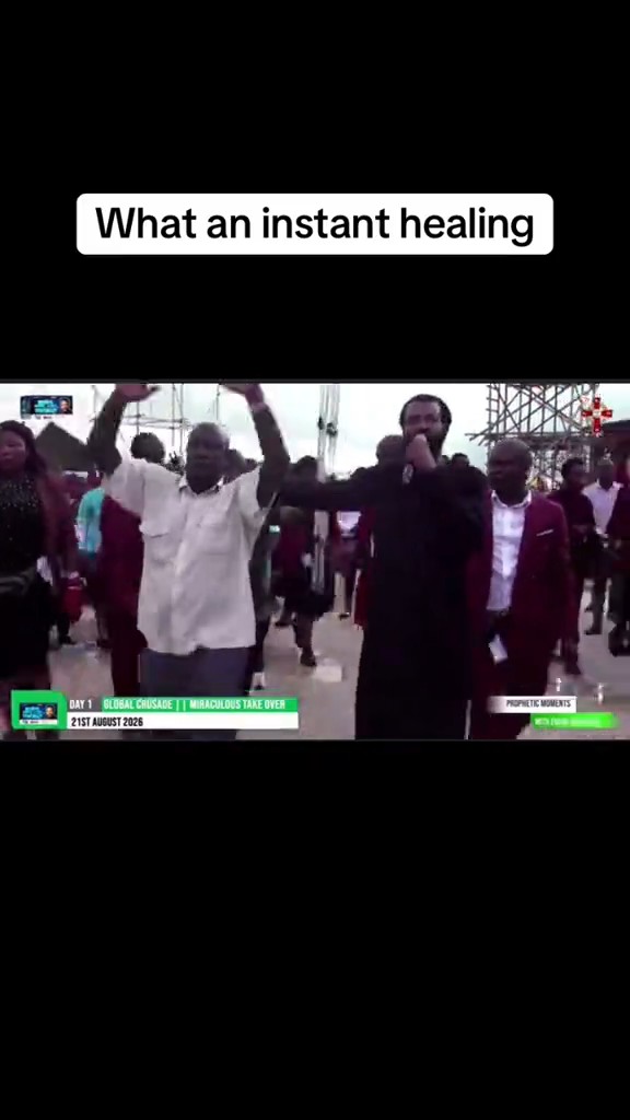 Trending video shows Evangelist Ebuka Obi reportedly praying for a man who had been walking with crutches after an accident, as the man gets up and starts running on his feet.