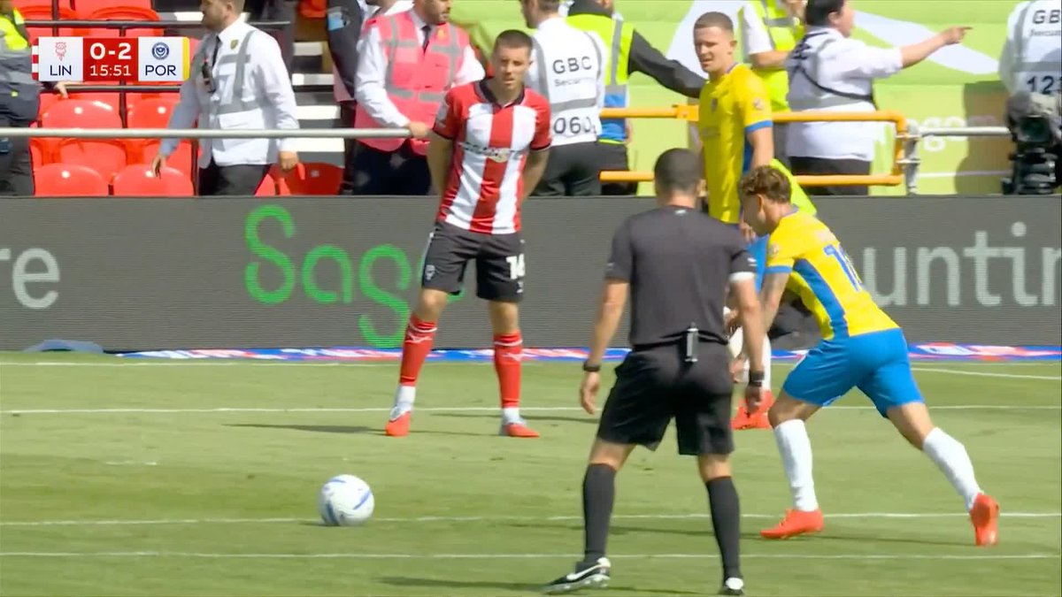 Portsmouth are in cruise control against Lincoln! ๐ Adrian Segeฤiฤ rifles home a free-kick from the edge of the box! ๐ฅ