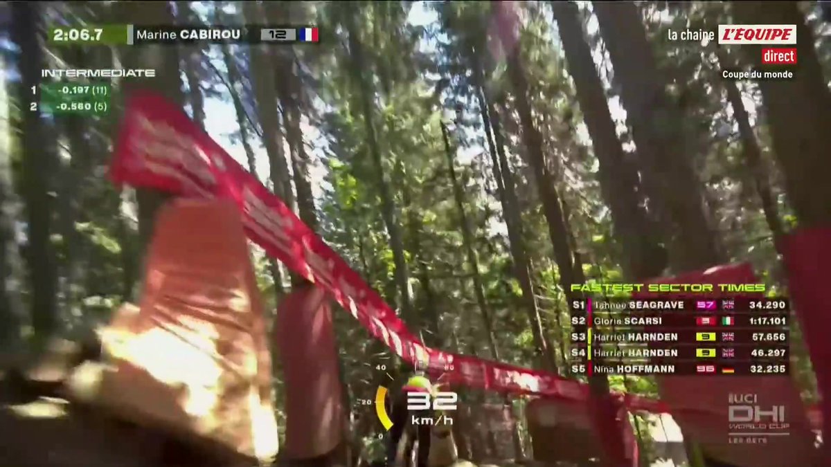 Marine Cabirou termine 2e de la descente des Gets en Coupe du monde de VTT #lequipeVELO Suivez les descentes des Gets en direct sur la chaine L’Equipe ➡️