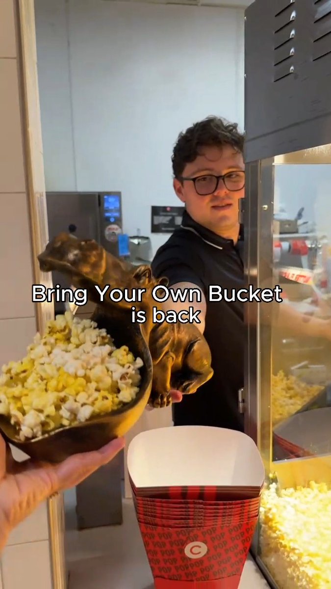 Bring Your Own Bucket is BACK at all Cinemark theatres on Sunday, September 6! For just $5, fill any item up to 400 oz. (2 XLs) with popcorn. No movie ticket required🍿