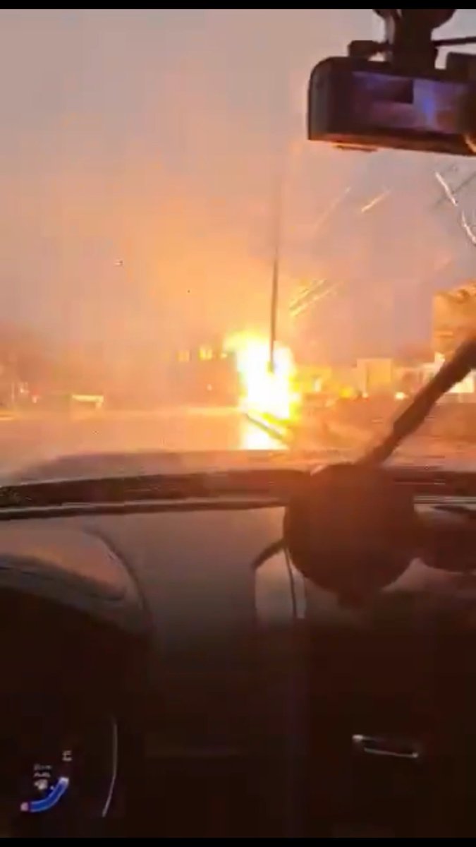 Powerlines are arcing in Plymouth, MI as presumably lightning has struck the power pole. Video sent in by a viewer.