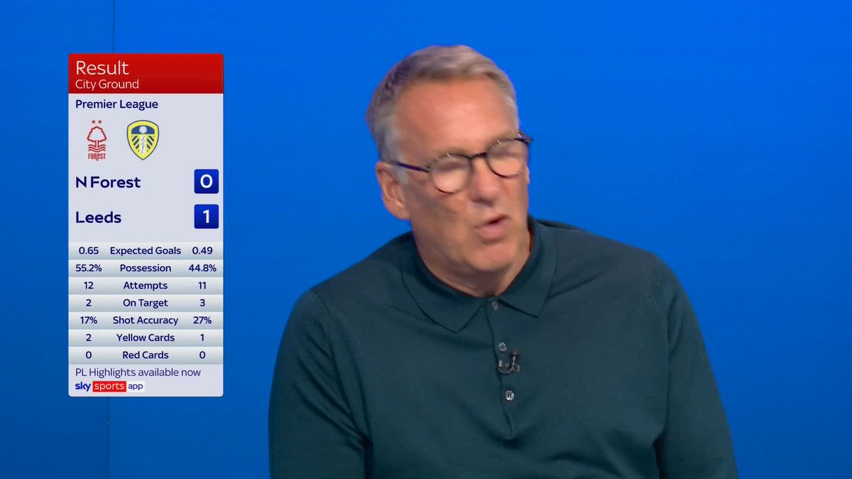 🗣️ "Great result but don't get carried away." Paul Merson reacts to Leeds' win against Nottingham Forest thanks to Anton Stach's late free-kick ⚪️