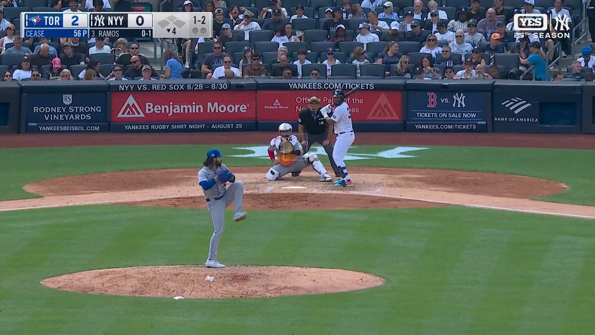 Yankees go down 1-2-3 with two strikeouts. They are hitless through four innings