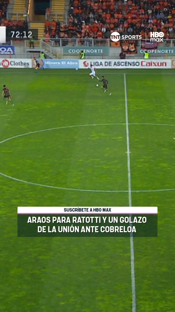 🔴🟡⚽ ¡QUÉ GOLAZO, FRANCO! Ratotti y esta obra de arte para poner en ventaja a la Unión Española frente a Cobreloa, en este #MatchdaySábado por la #LigaDeAscensoCaixun 2026. Solo por $8.990/mes en los primeros 6 meses*, puedes ver el Superclásico, el Universitario y el Clásico con tu plan mensual de TNT Sports. #PromoTNTSports.