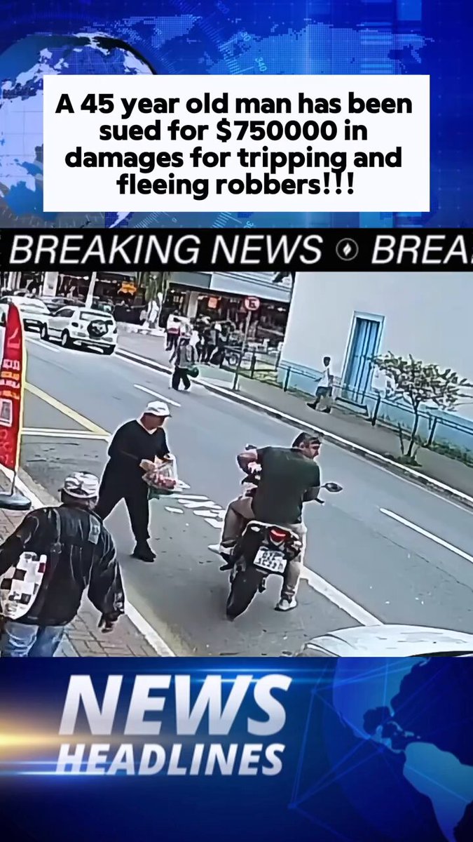 A 45 Years old man has been sued for $750,000 in damages for tripping a fleeing robber.