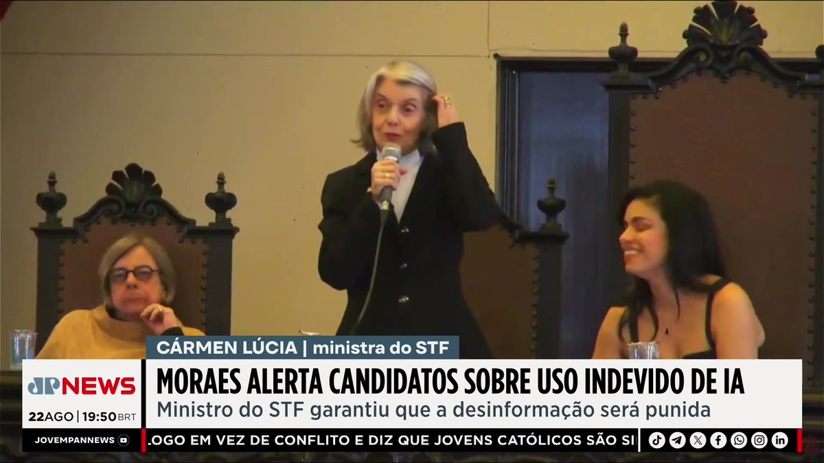 O ministro Alexandre de Moraes alertou candidatos sobre os riscos e punições associadas ao uso indevido da inteligência artificial durante as campanhas. 📺 Confira na JP News 👉 #JornalJovemPan