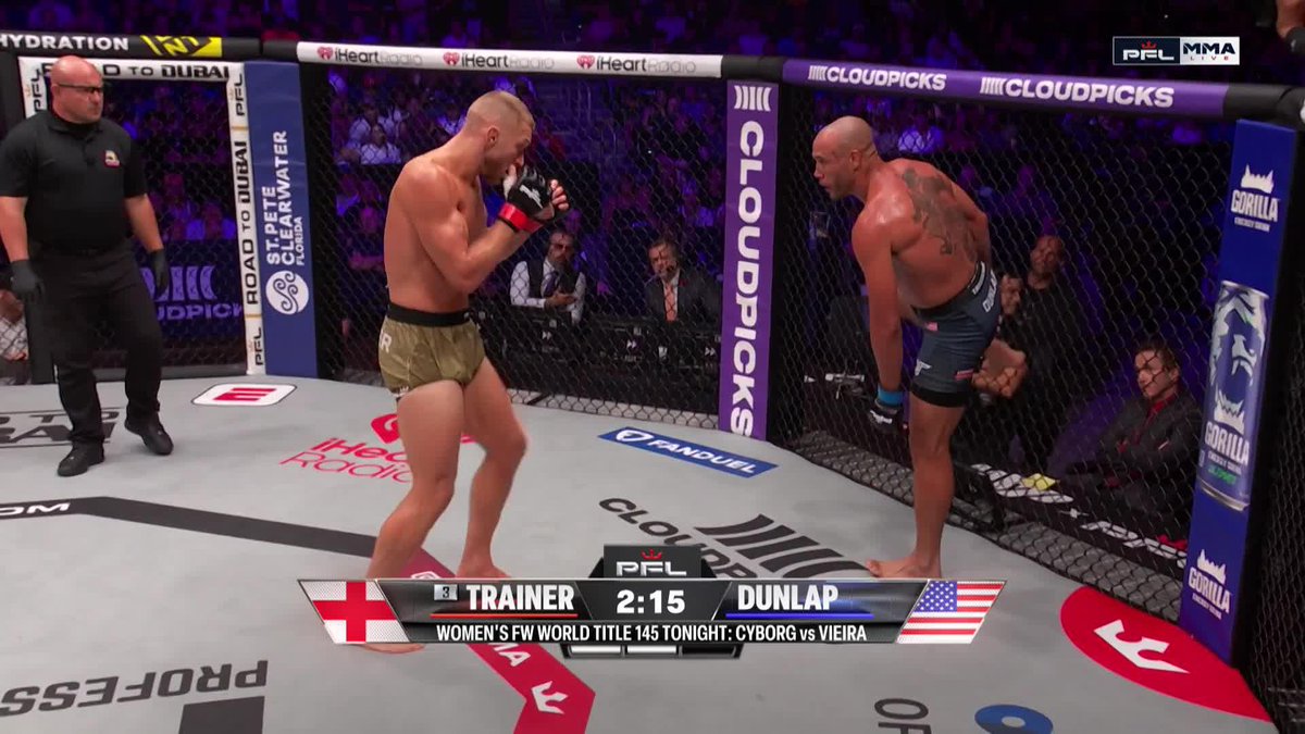 LUKE TRAINER ARE YOU KIDDING 😱 Front kick to the face! #PFLTampa presented by @visitspc | 📺LIVE NOW on ESPN