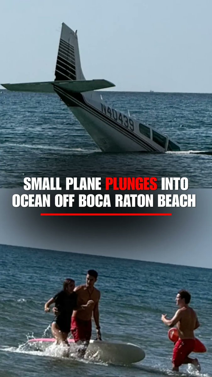 WATCH: A small plane plunges into the ocean just off a crowded Boca Raton beach as stunned witnesses watch from the sand. Moments later, a lifeguard races into the water and helps the pilot safely back to shore. Police say the pilot was the only person aboard the single-engine aircraft and no one was injured. The flight was headed from Fort Myers to the Bahamas when it declared an emergency and was cleared to land at Boca Raton Airport before crashing.