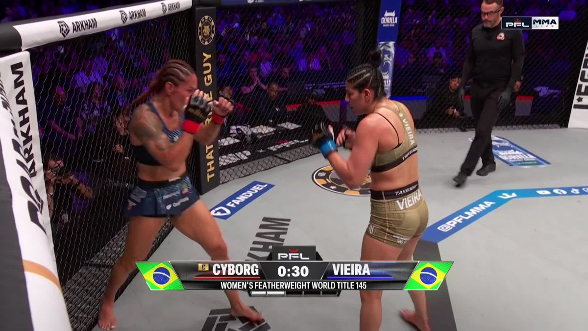 Things are heating up between Cris Cyborg and Ketlen Vieira 🔥🔥 #PFLTampa presented by @visitspc | 📺LIVE NOW on ESPN