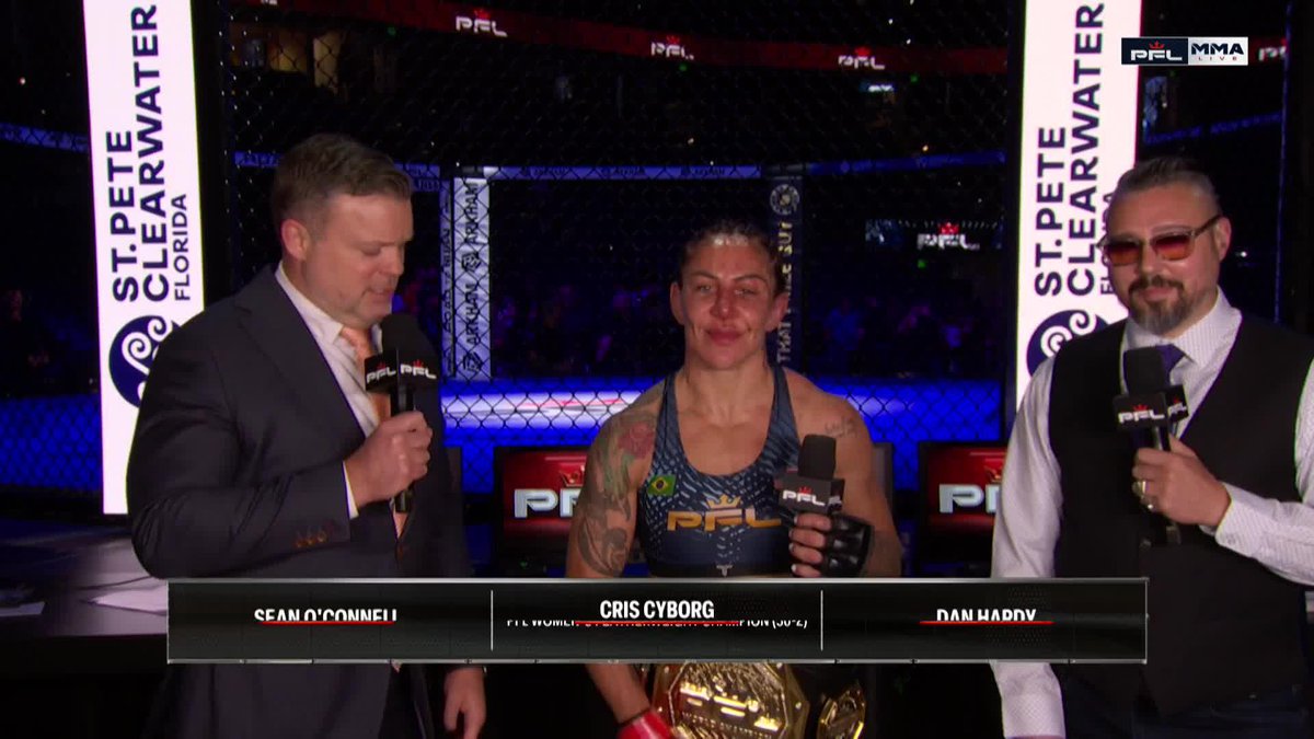 Another day at the office. What's next for the legendary Cris Cyborg? 👇👇 #PFLTampa presented by @visitspc | 📺LIVE NOW on ESPN