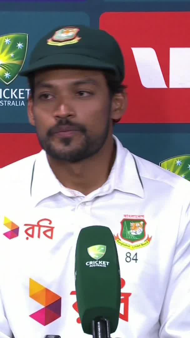 "We wanted to play here, we wanted to play similar kinds of conditions consistently - not 23 years, 25 years." A strong message from Bangladesh captain Najmul Hossain Shanto. #AUSvBAN