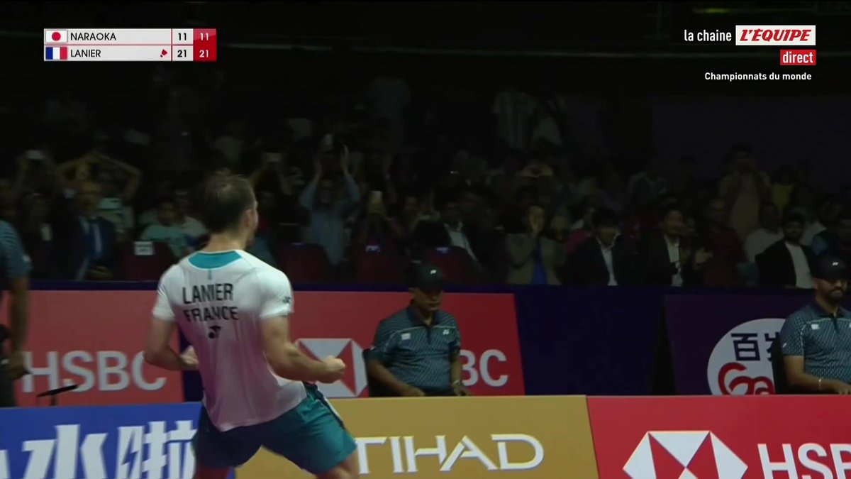 C'EST L'OR POUR LANIER ! Après la paire Delrue/Gicquel, Alex Lanier est à son tour champion du monde ! Il entre lui aussi dans l'histoire, quelle journée pour le badminton français ! #lequipeBADMINTON