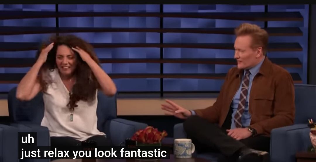 Conan runs out of guests and puts his assistant Sona on the show with zero warning. She walks out, sits down, and within minutes is casually asking "Do you have any weed" "Sometimes I want to poison you" Then goes ahead to ask him to buy her a house. Sona doesn't miss an opportunity to milk it and the audience starts chanting. Conan looks like he’s regretting every life choice. This is still one of the most rewatched interviews on the show for a reason. They are both menace to each other and it's hilarious.