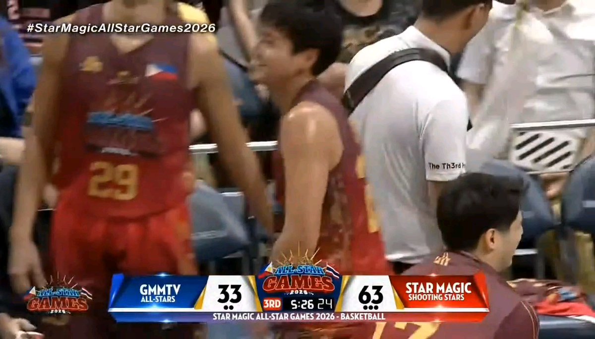 Triple 3 points from River Joseph tinambakan na yung mga pogi ng thailand. kaya pa yan boys. #StarMagicAllStarGames2026 #RiverJoseph