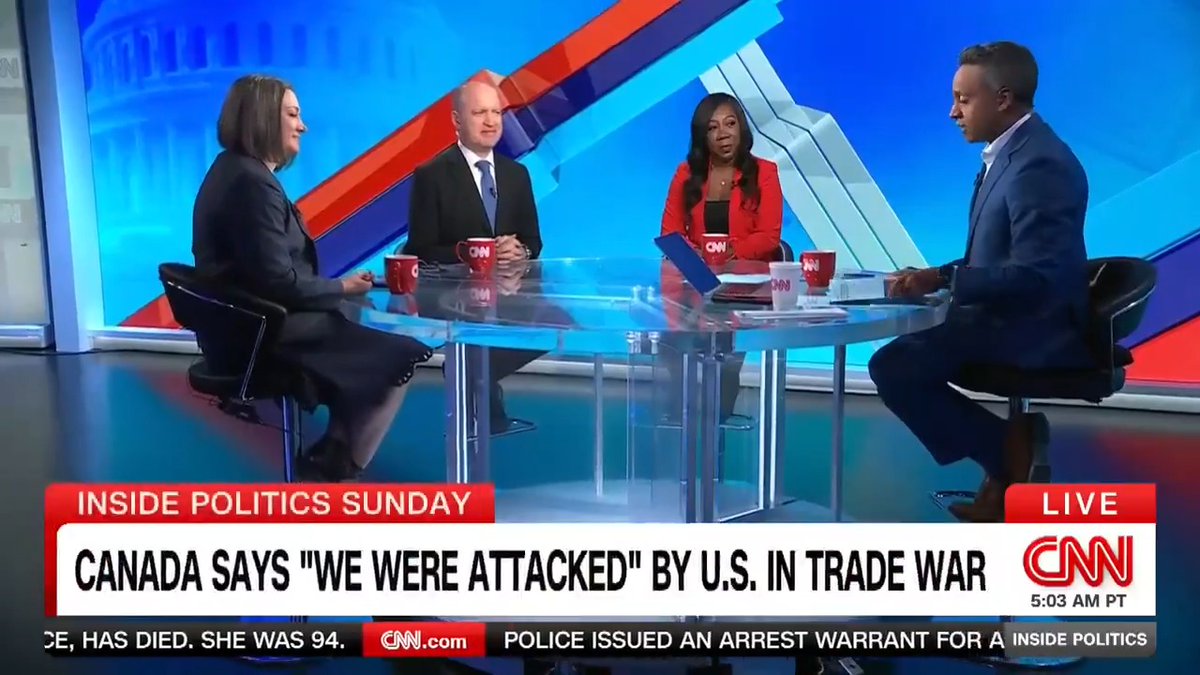 "Carney is absolutely not backing down," @JeffMason1 says to Manu Raju about the new tariffs on Canadian goods. "He has made a political calculation that it is in his country, and probably his political, interest to stand up to Trump." #InsidePolitics
